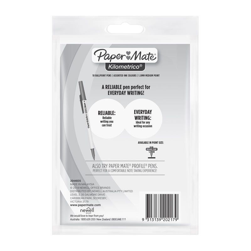 paper mate kilometrico assorted pack 10 box12