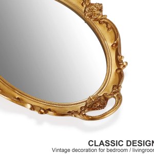 oval antique gold 25 x 38 cm vintage carved hanging wall mirror for bedroom and living room