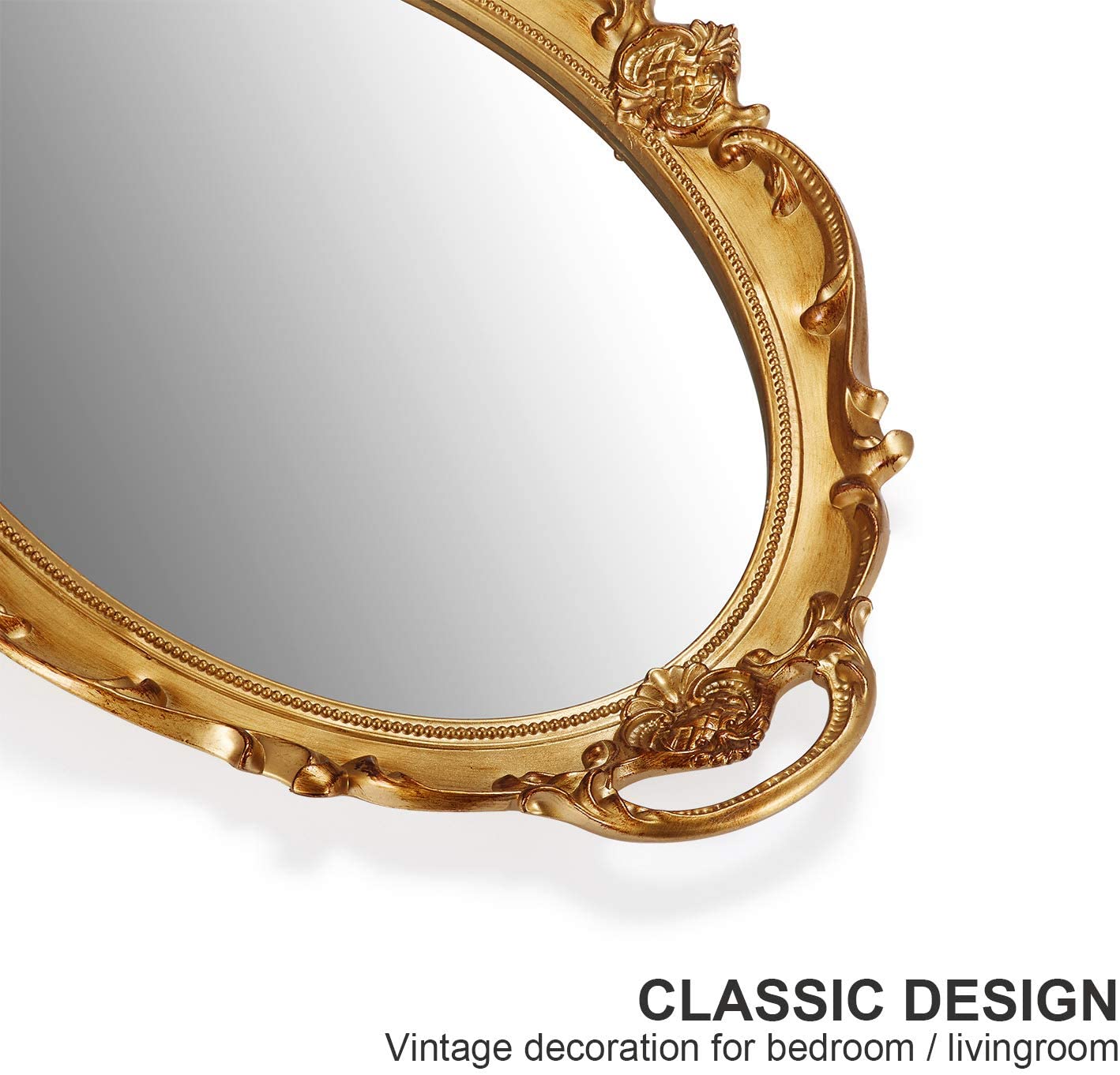 oval antique gold 25 x 38 cm vintage carved hanging wall mirror for bedroom and living room