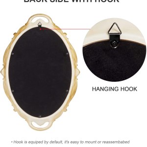 oval antique gold 25 x 38 cm vintage carved hanging wall mirror for bedroom and living room