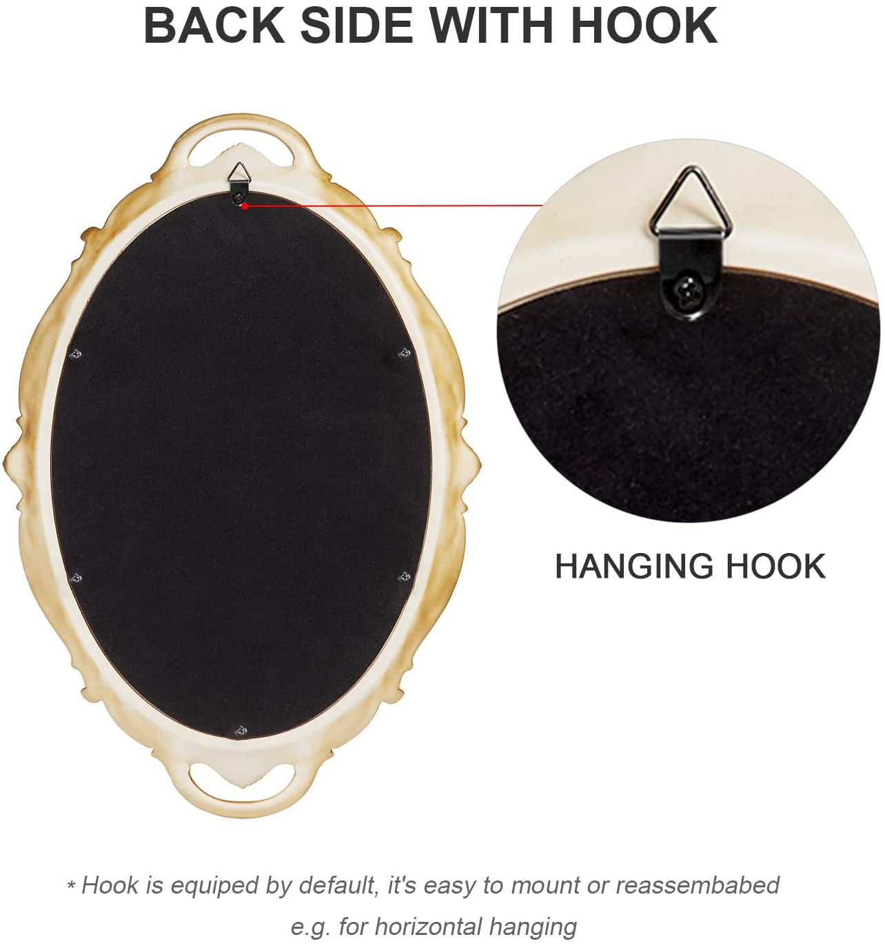 oval antique gold 25 x 38 cm vintage carved hanging wall mirror for bedroom and living room