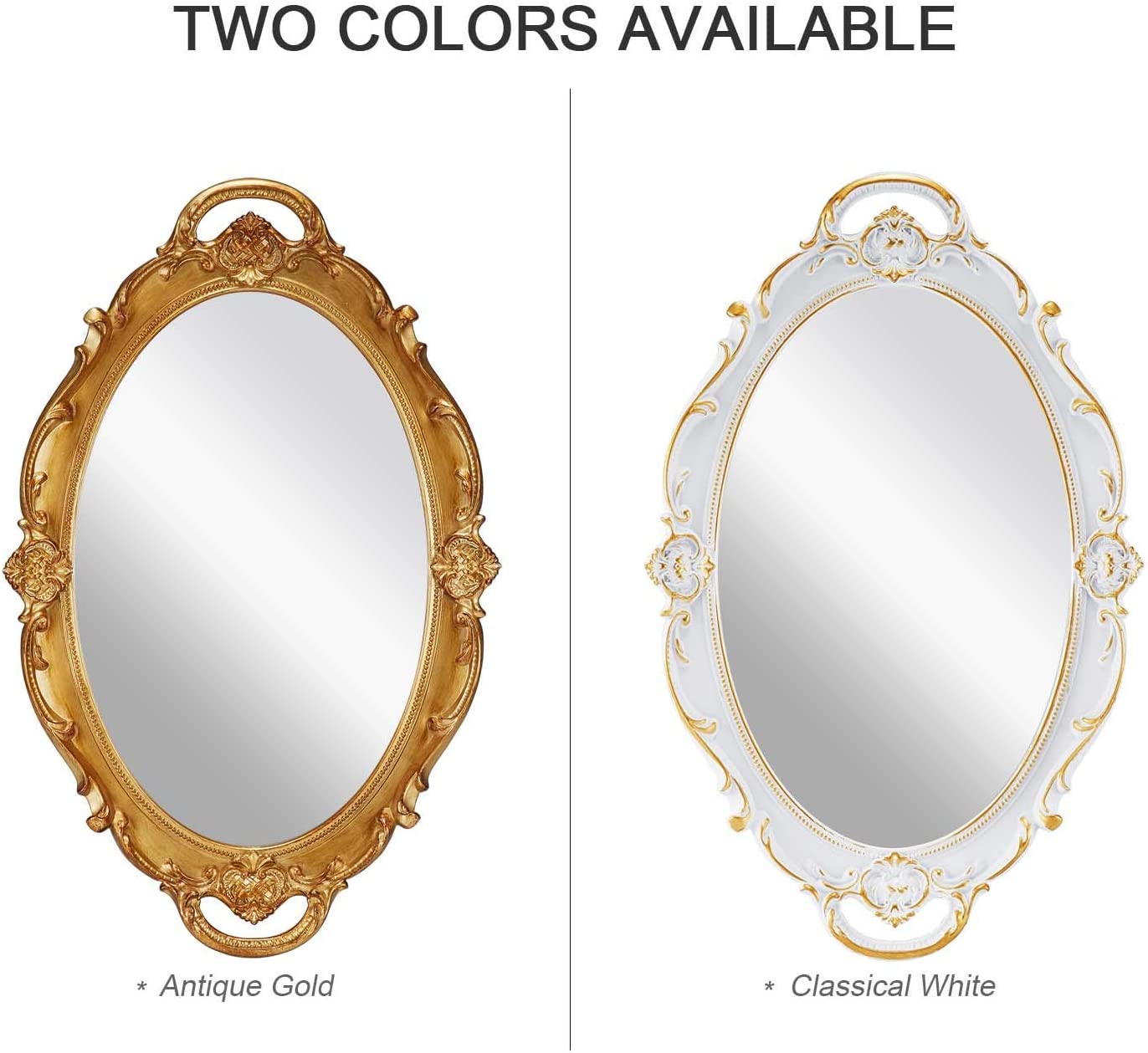 oval antique gold 25 x 38 cm vintage carved hanging wall mirror for bedroom and living room