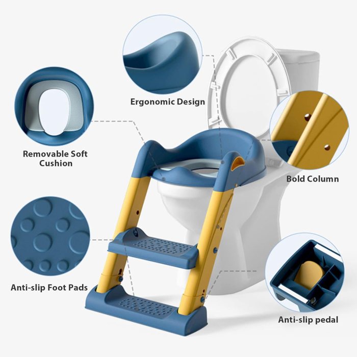 potty training seat step, stool ladder, kids boys girls (yellow)