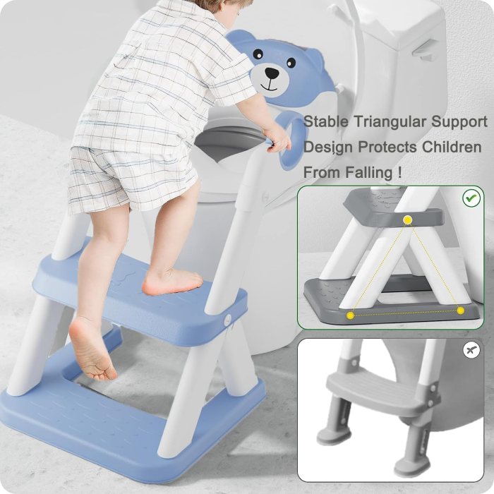 potty training seat ladder, kids boys girls, blue