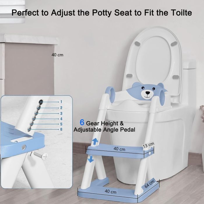 potty training seat ladder, kids boys girls, blue