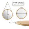 hanging round wall mirror 38 cm solid bamboo frame and adjustable leather strap for bathroom and bedroom hanging round wall mirror 38 cm solid bamboo frame and adjustable leather strap for bathroom and bedroom