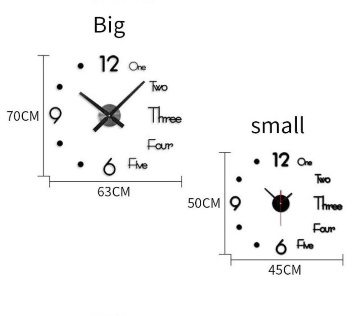 diy wall clock modern frameless large 3d wall watch giant roman numerals for home living room and bedroom (small)