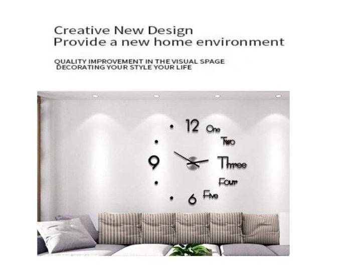 diy wall clock modern frameless large 3d wall watch giant roman numerals for home living room and bedroom (small)