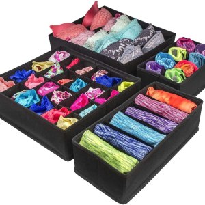4 pack foldable drawer dividers storage boxes (black) 4 pack foldable drawer dividers storage boxes (black)