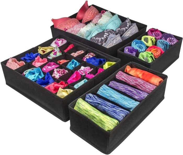 4 pack foldable drawer dividers storage boxes (black)