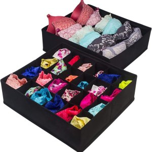 4 pack foldable drawer dividers storage boxes (black) 4 pack foldable drawer dividers storage boxes (black)