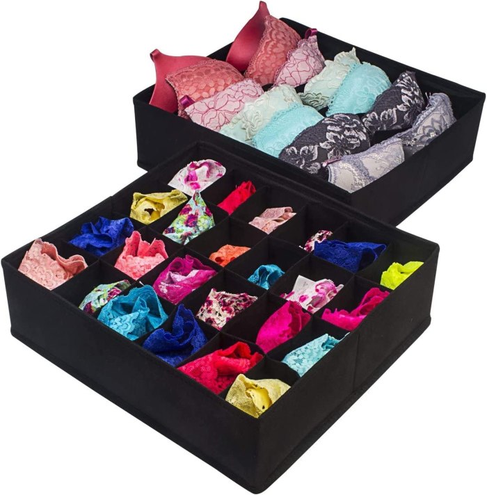 4 pack foldable drawer dividers storage boxes (black)