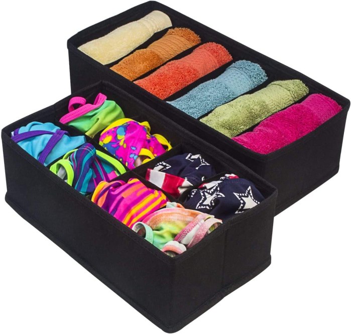4 pack foldable drawer dividers storage boxes (black)