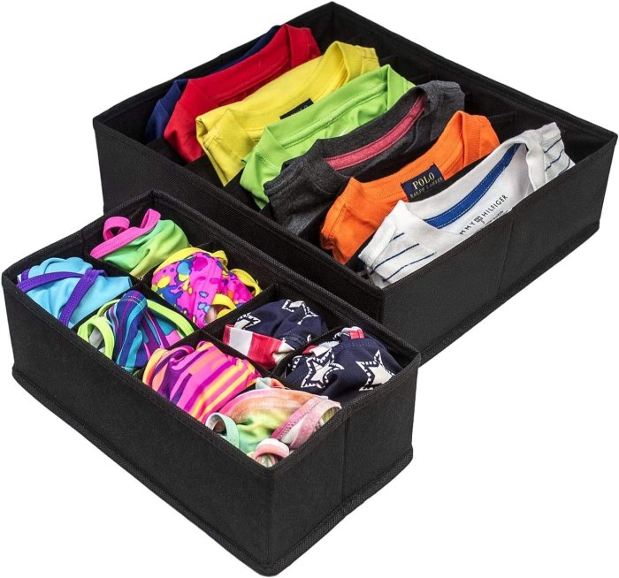 4 pack foldable drawer dividers storage boxes (black)