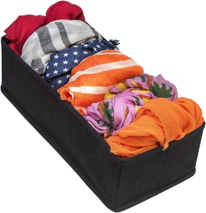 4 pack foldable drawer dividers storage boxes (black)