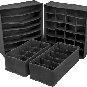 4 pack foldable drawer dividers storage boxes (black) 4 pack foldable drawer dividers storage boxes (black)