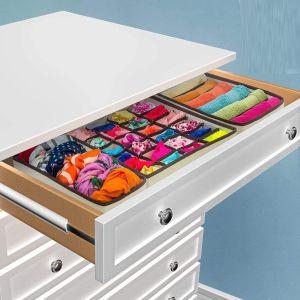 4 pack foldable drawer dividers storage boxes (black) 4 pack foldable drawer dividers storage boxes (black)