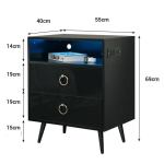 amelia modern led bedside table with usb and power socket black