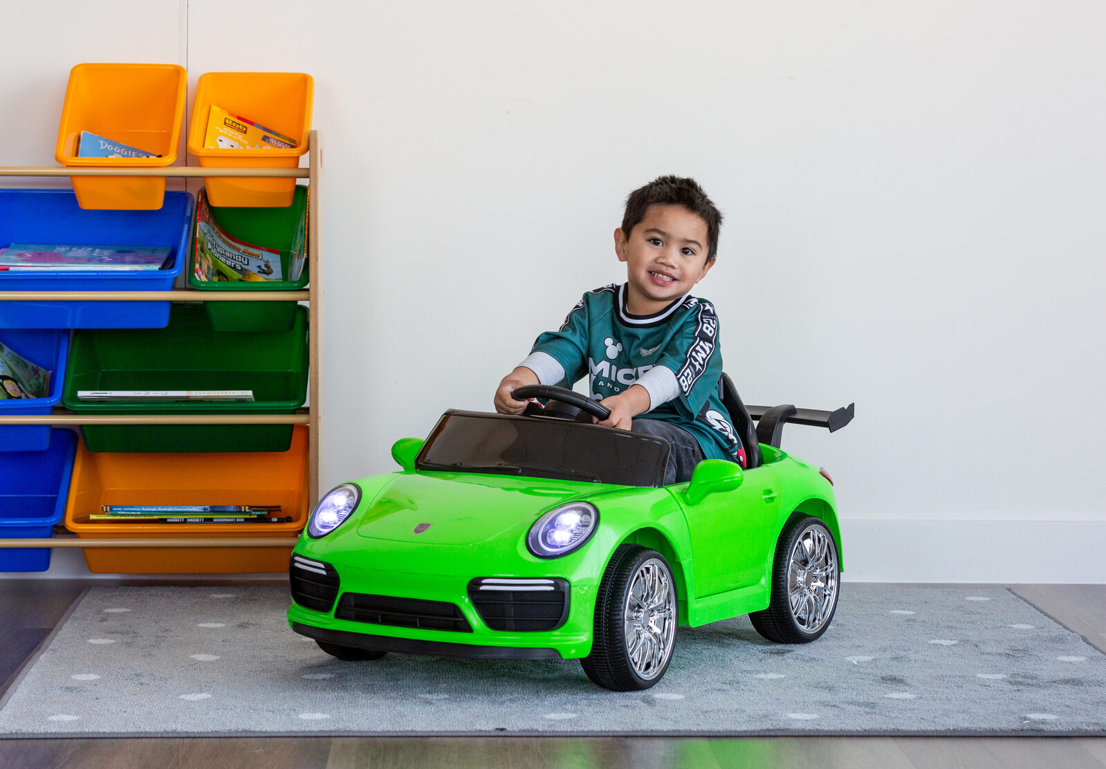 porsche inspired design ride on (green) electric car with parental remote control