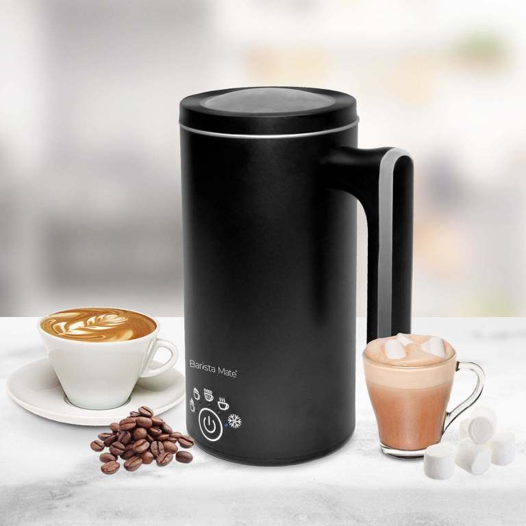 hot & cold milk frother, 5 modes for foam, warming & frothing milk