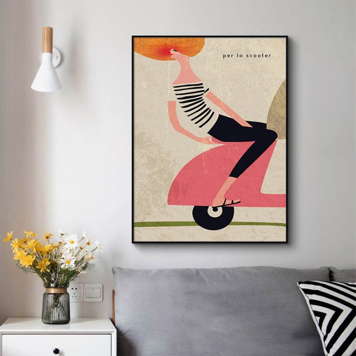 wall art 80cmx120cm scooter black frame canvas