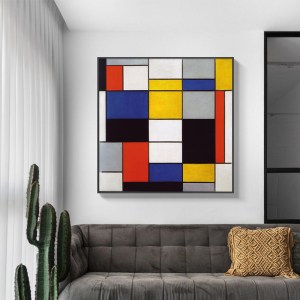 wall art 80cmx80cm large composition a by piet mondrian black frame canvas