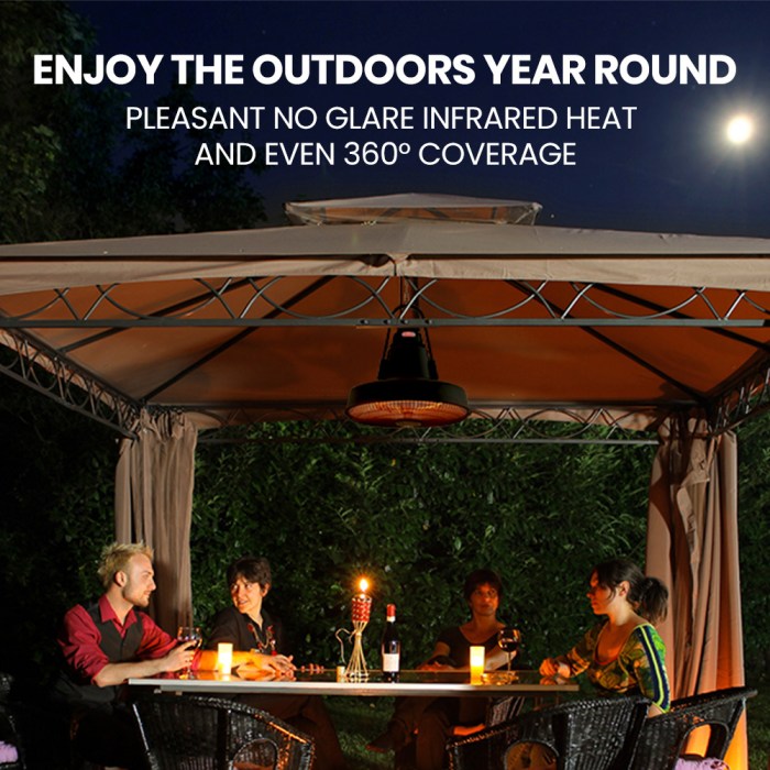 thermomate 1500w hanging outdoor electric patio heater, radiant carbon fiber element, with remote control thermomate 1500w hanging outdoor electric patio heater, radiant carbon fiber element, with remote control
