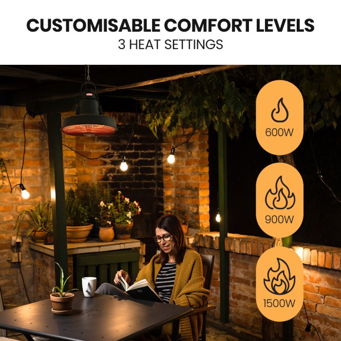 thermomate 1500w hanging outdoor electric patio heater, radiant carbon fiber element, with remote control thermomate 1500w hanging outdoor electric patio heater, radiant carbon fiber element, with remote control
