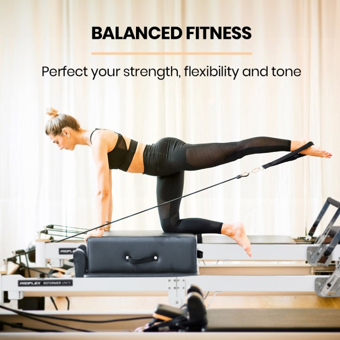 proflex aluminium pilates reformer machine, stretch bed with box and jump board accessories proflex aluminium pilates reformer machine, stretch bed with box and jump board accessories