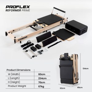 proflex wooden pilates reformer machine, stretch bed with box and jump board accessories proflex wooden pilates reformer machine, stretch bed with box and jump board accessories
