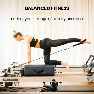 proflex wooden pilates reformer machine, stretch bed with box and jump board accessories proflex wooden pilates reformer machine, stretch bed with box and jump board accessories