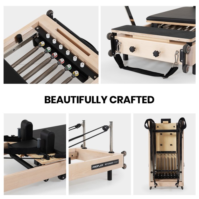 proflex wooden pilates reformer machine, stretch bed with box and jump board accessories proflex wooden pilates reformer machine, stretch bed with box and jump board accessories