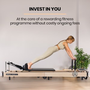 proflex wooden pilates reformer machine, stretch bed with box and jump board accessories proflex wooden pilates reformer machine, stretch bed with box and jump board accessories