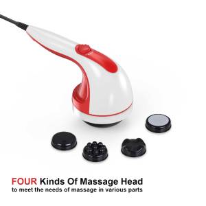 handheld vibration massager red 4 interchangeable heads adjustable speed