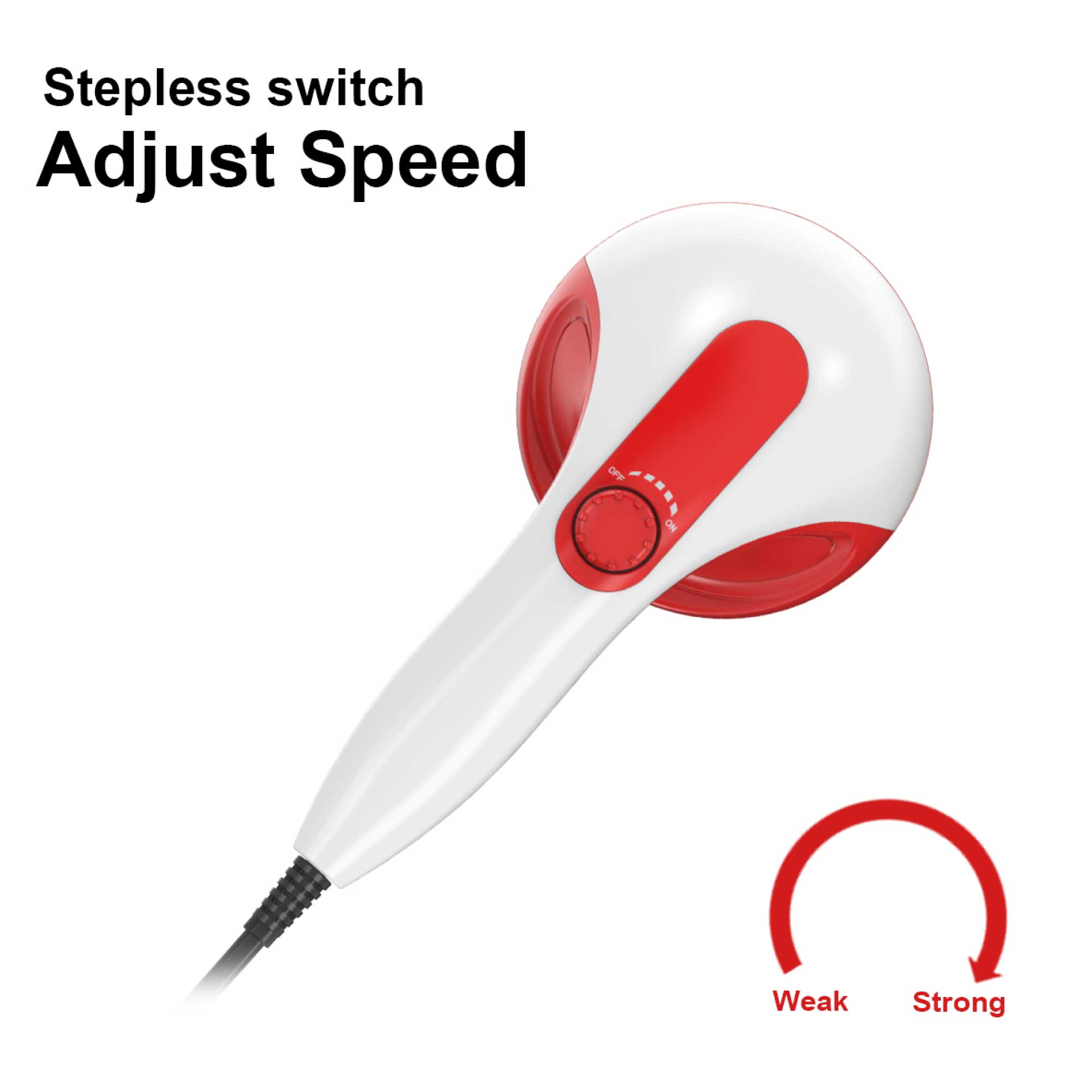handheld vibration massager red 4 interchangeable heads adjustable speed