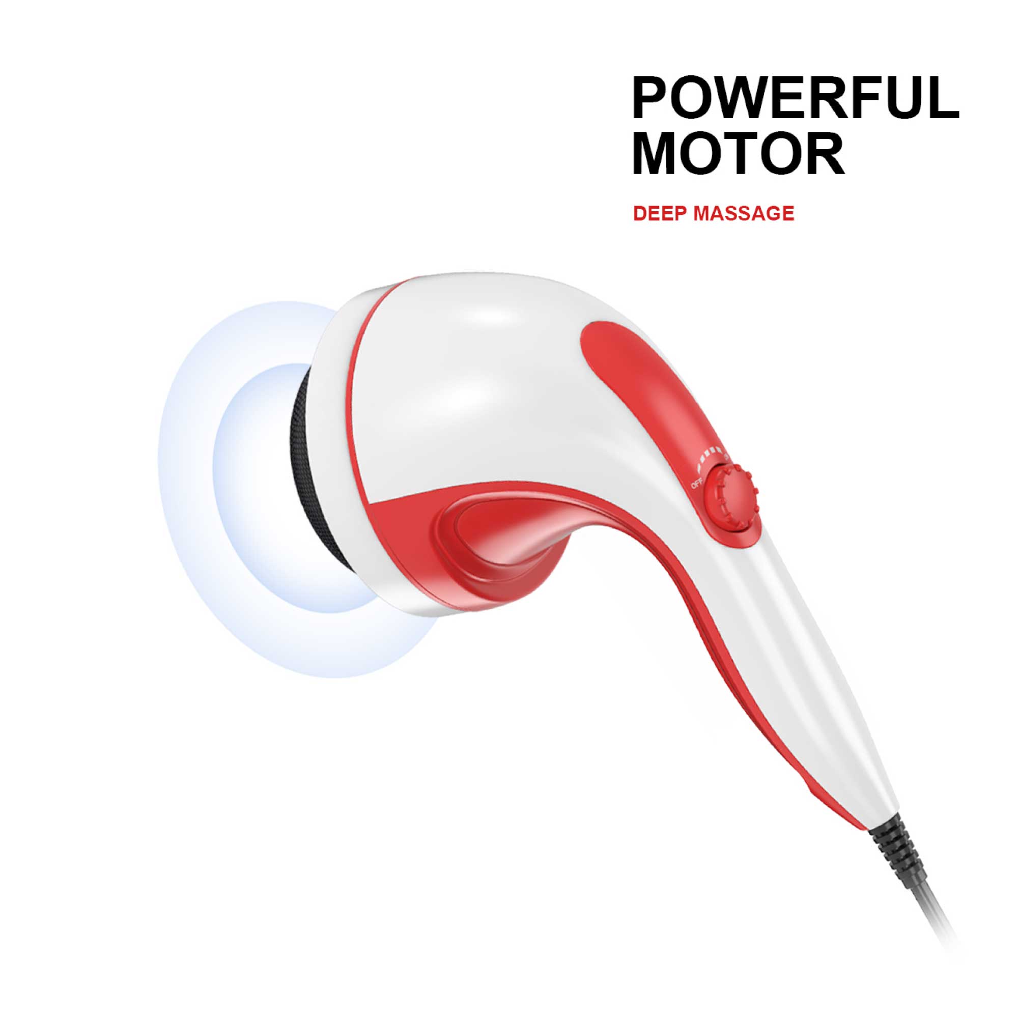 handheld vibration massager red 4 interchangeable heads adjustable speed