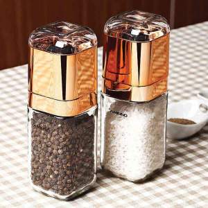 salt and pepper grinder 180ml glass design + rose gold bottle manual hand mill salt and pepper grinder 180ml glass design + rose gold bottle manual hand mill