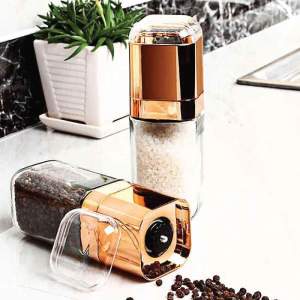 salt and pepper grinder 180ml glass design + rose gold bottle manual hand mill salt and pepper grinder 180ml glass design + rose gold bottle manual hand mill