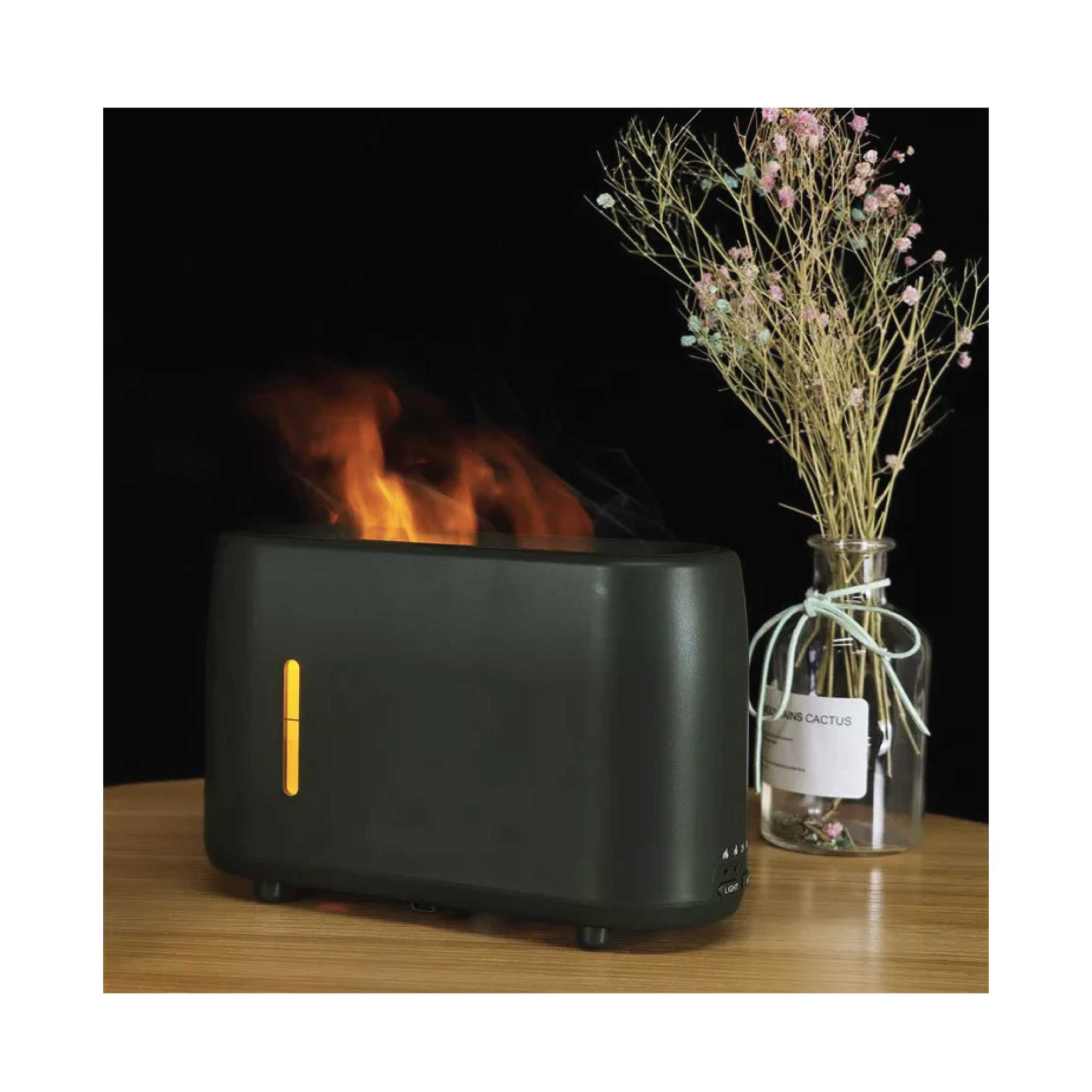 essential oil aroma diffuser and remote grey 240ml flame fire style air humidifier