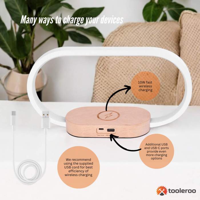 wireless phone charger table lamp usb port charging bedside light with clock