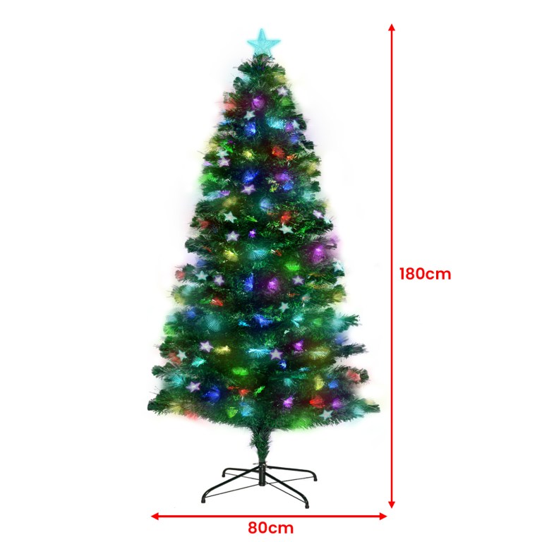 christabelle 1.8m enchanted pre lit fibre optic christmas tree stars xmas decor