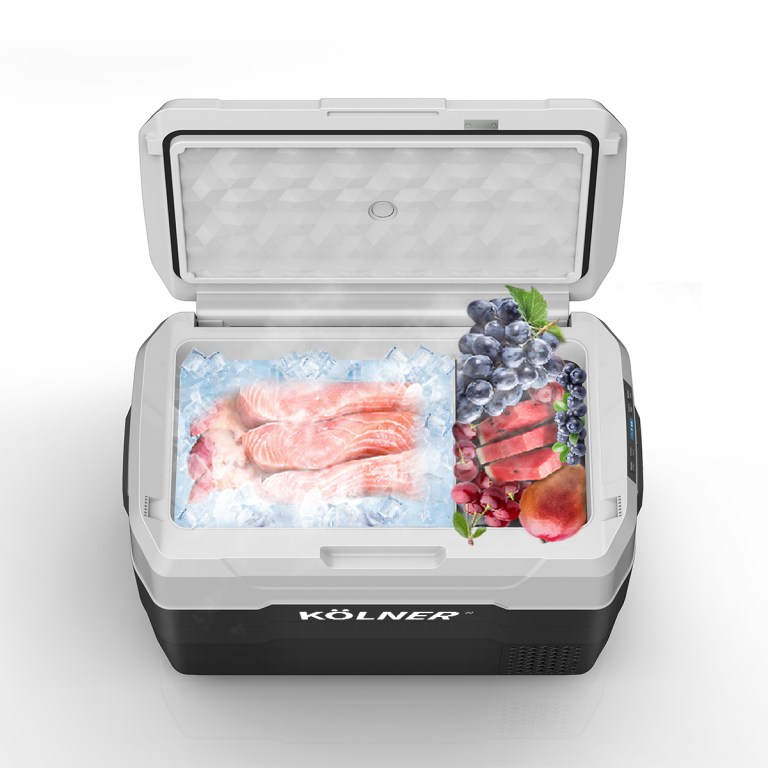 kolner 40l fridge freezer cooler 12/24/240v camping portable esky refrigerator with trolley black