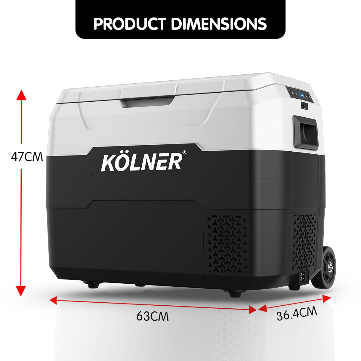 kolner 40l fridge freezer cooler 12/24/240v camping portable esky refrigerator with trolley black