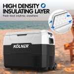 kolner 40l fridge freezer cooler 12/24/240v camping portable esky refrigerator with trolley black