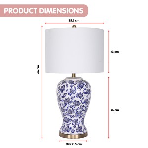 sarantino table lamp ceramic floral base cotton drum shade sarantino table lamp ceramic floral base cotton drum shade