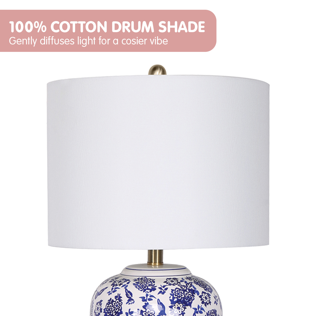 sarantino table lamp ceramic floral base cotton drum shade sarantino table lamp ceramic floral base cotton drum shade