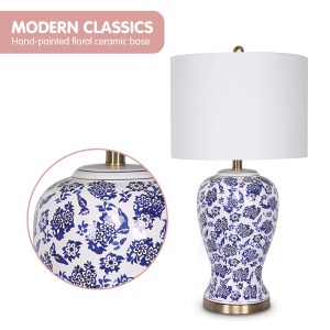 sarantino table lamp ceramic floral base cotton drum shade sarantino table lamp ceramic floral base cotton drum shade