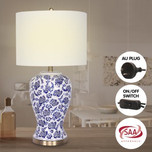 sarantino table lamp ceramic floral base cotton drum shade sarantino table lamp ceramic floral base cotton drum shade