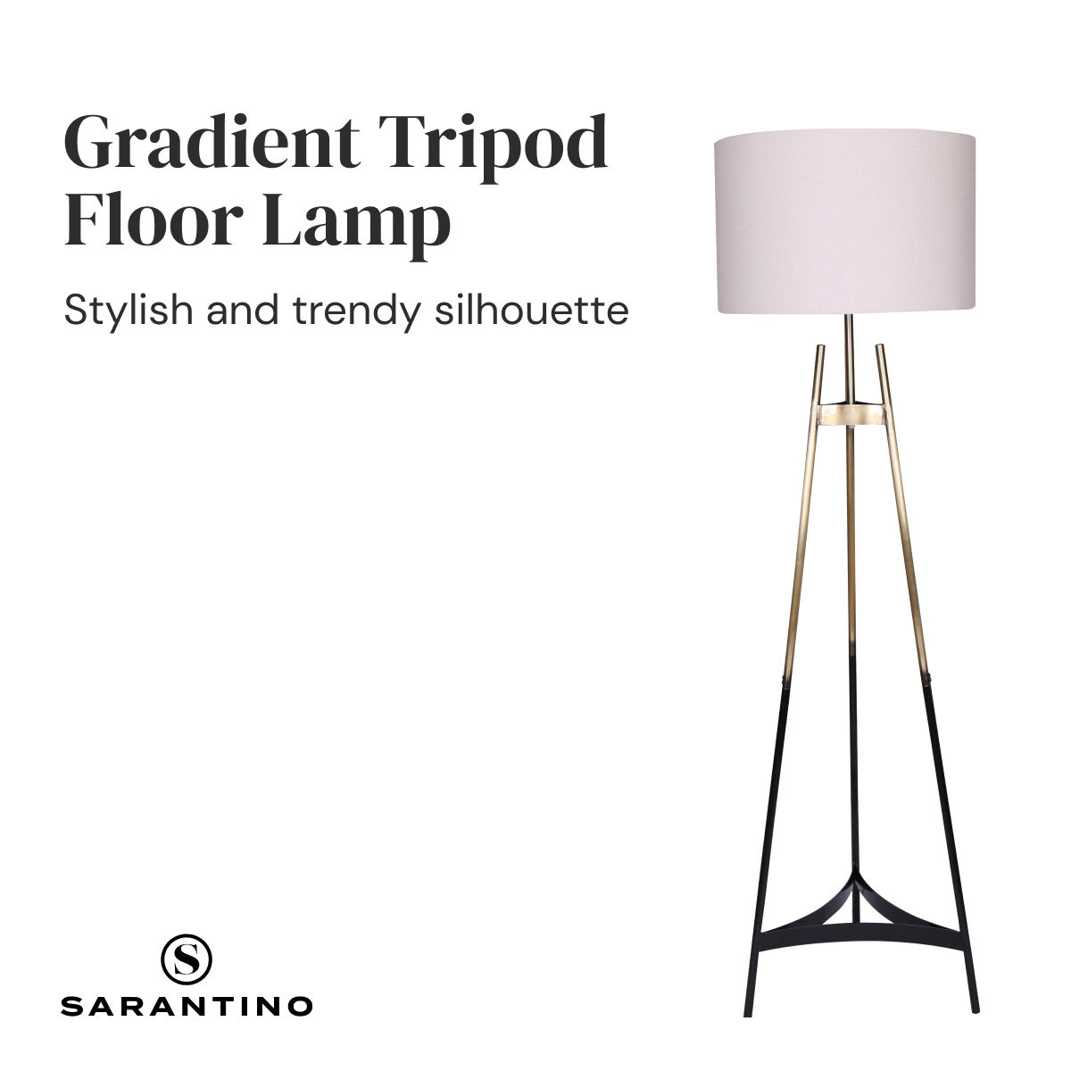 sarantino metal tripod electric floor lamp gradient finish sarantino metal tripod electric floor lamp gradient finish
