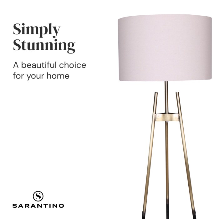 sarantino metal tripod electric floor lamp gradient finish
